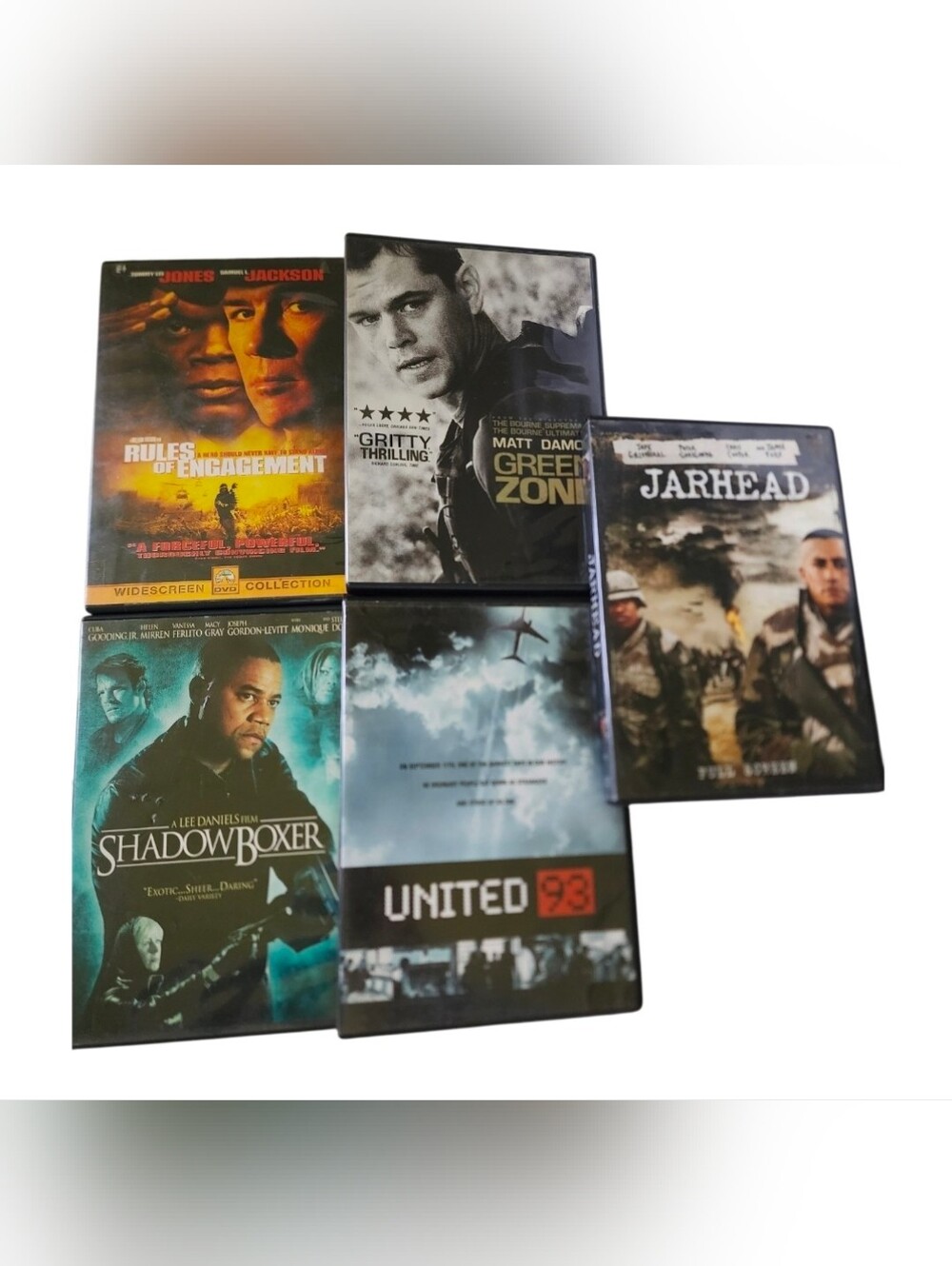5pc Action Movie DVD - United 93, Shadow Boxer, Green Zone, Etc